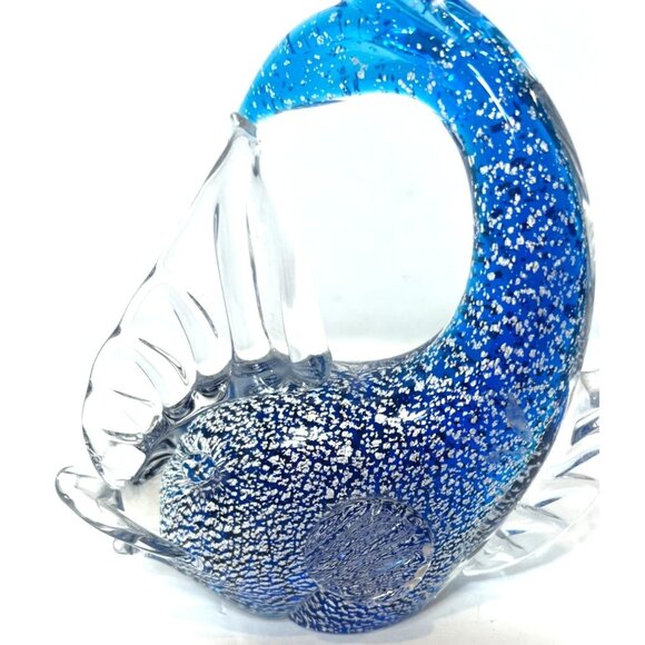 Murano Style Glass Fish Blue Controlled Bubble Vintage Goldfish Koi Sommerso - Picture 4 of 7